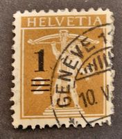 HELVETIA TELLKNABE 1911 Überdruck 1 auf 2 gestempelt