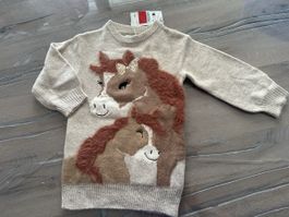 NEU Strickkleid/Longpulli C&A Pferdemotiv beige Gr. 92 neu