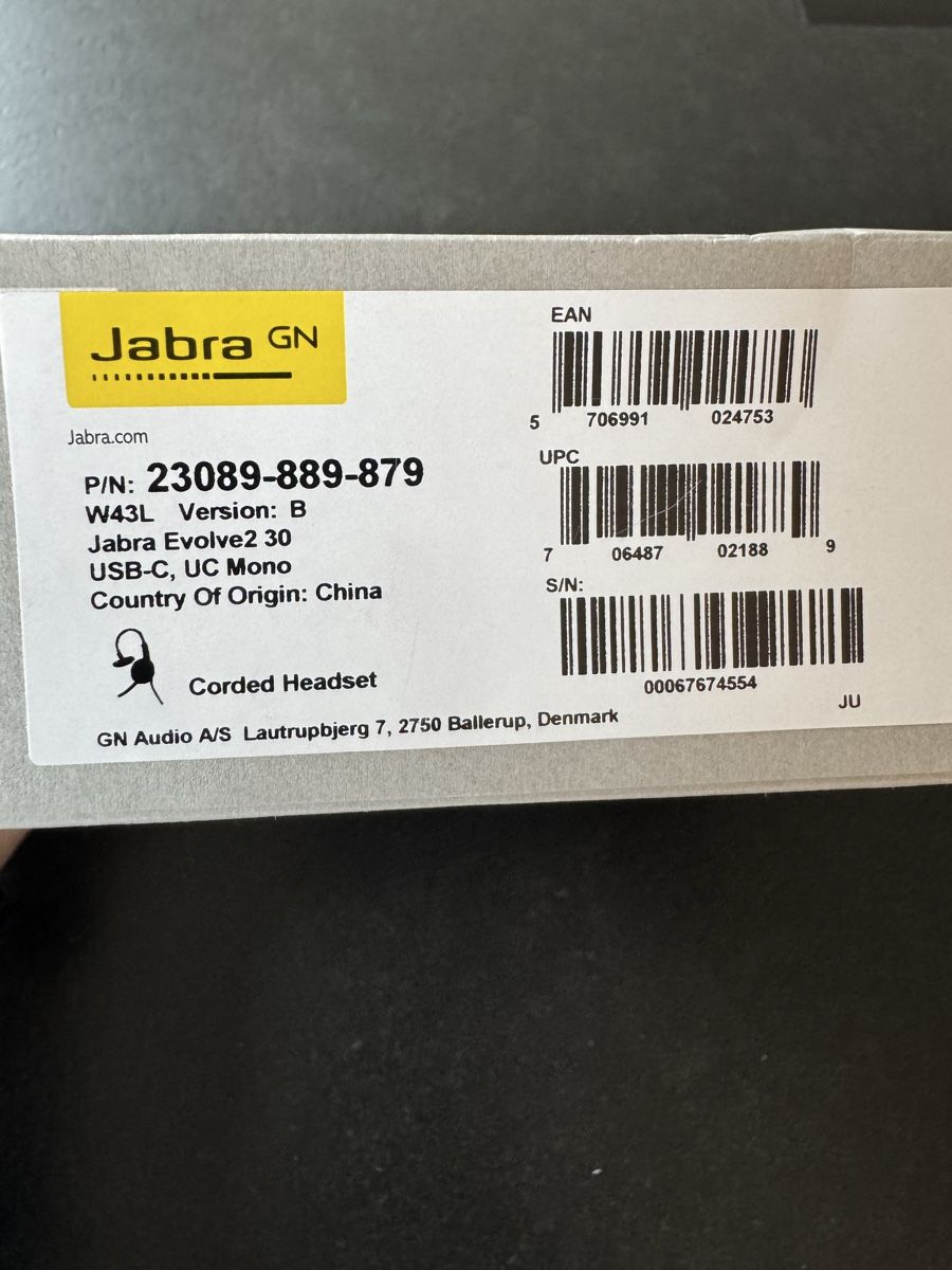 Jabra Cuffie: Jabra Evolve2 30 USB-C Mono Headset – Nuovo e nell'imballaggio originale da Berneck venduto da Koenner.J 2