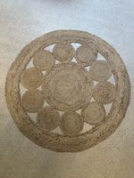 Runder Jute Teppich Naturfarben geflochten guter Zustand