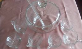 BOWLE-GLASSERVICE, SCHUESSEL MIT 12 GLAESER MIT GRIFF, NEU
