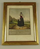 INTERLAKEN FRAUENTRACHT, AQUATINTA 1822