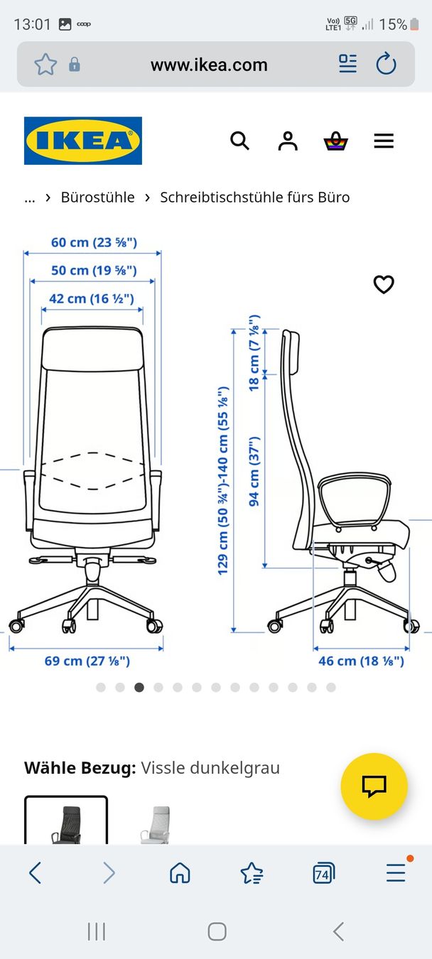 Ikea Sedie: Ikea Markus Bürostuhl - Dunkelgrau Vissle – Usato da Perlen venduto da Safari_23 2