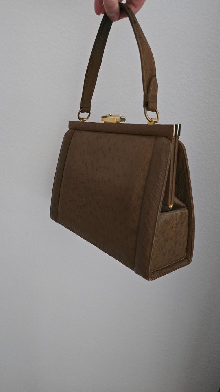 Taschen für Damen: Vintage Straussen-Leder Henkeltasche – Gebraucht aus Thalwil von VitaMini 1