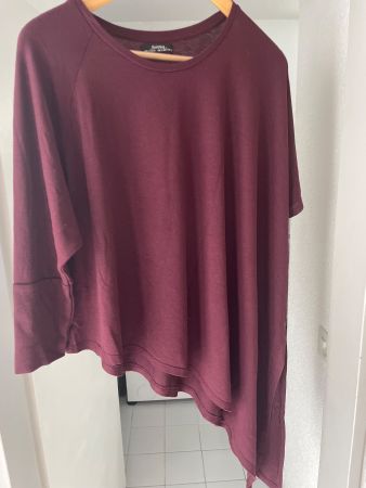 Fledermauspullover weinrot schräger asymmetrischer Bund Gr.S