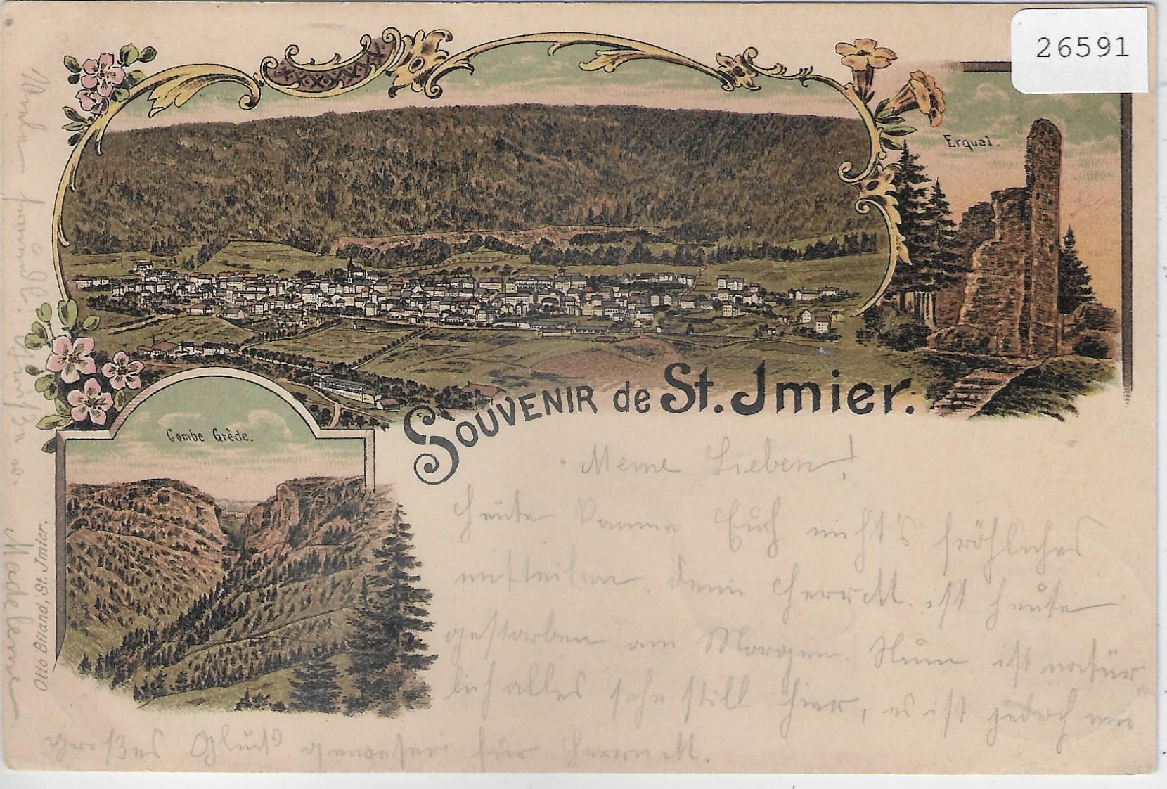 Cartoline postali: Souvenir de St. Imier Jmier - Litho 1897 – Usato da Ettingen venduto da Kartenplanet