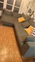 Ecksofa Stoff olivgrün Metallfüsse akzeptabel