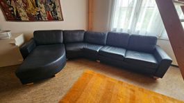 Lederecksofa Dunkelblau