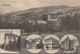 Neudorf LU 5 Bild AK Kirche + 4 Häser ca.1920 Foto Synnberg