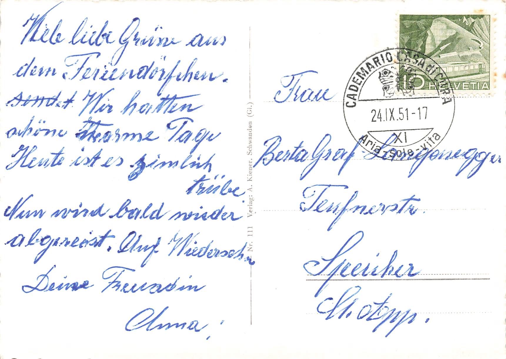 Cartes postales: Cademario G – D'occasion à Biasca par Blenio71 1