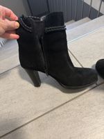 Damen Stiefeletten schwarz Wildleder akzeptabler Zustand