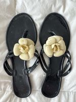 Chanel Tongs Plage Noires Fleur Camélia Taille 40 Été