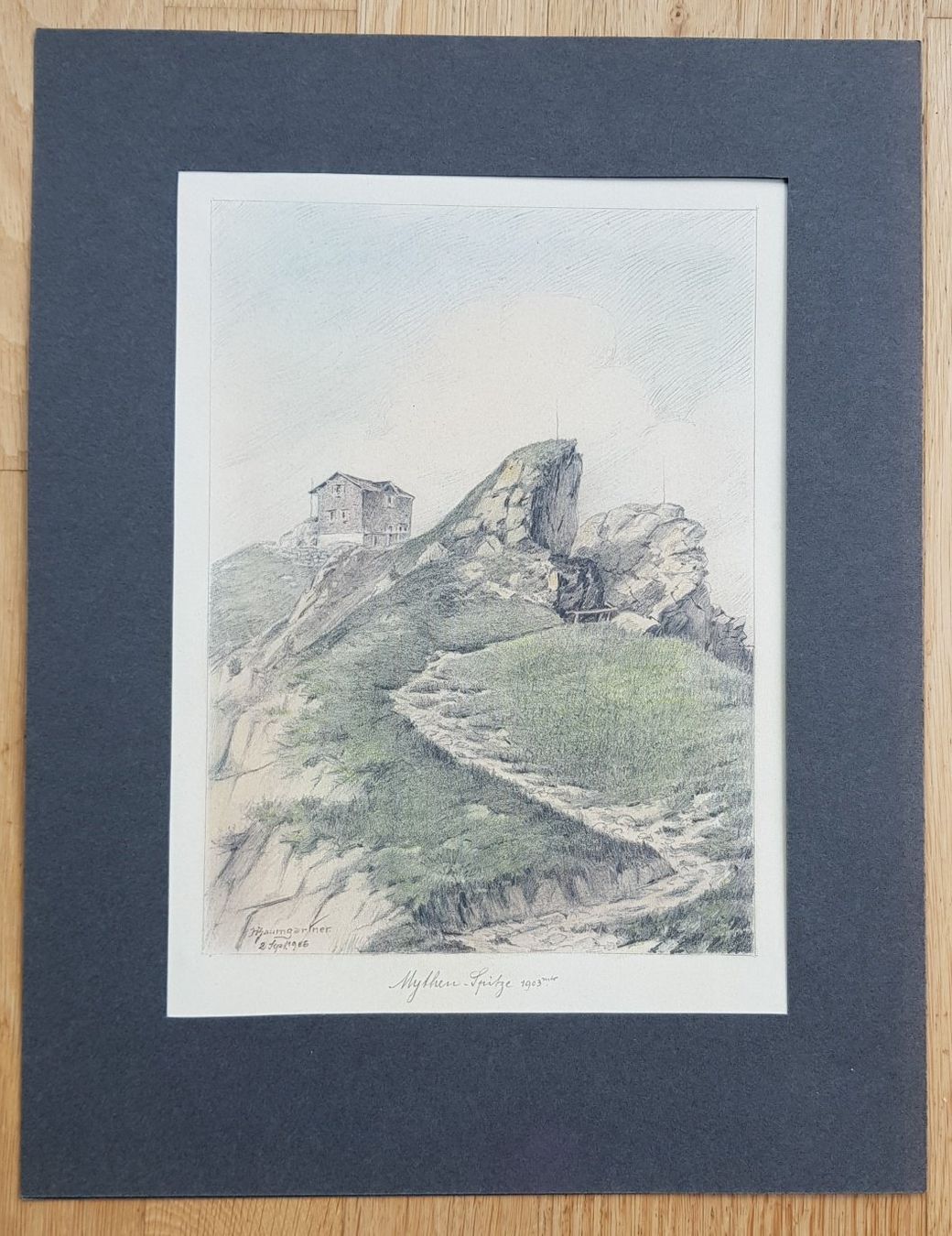 Dipinti: Mythen Spitze  1906  -   H. Baumgartner – Usato da Horw venduto da Kunstreich7 2