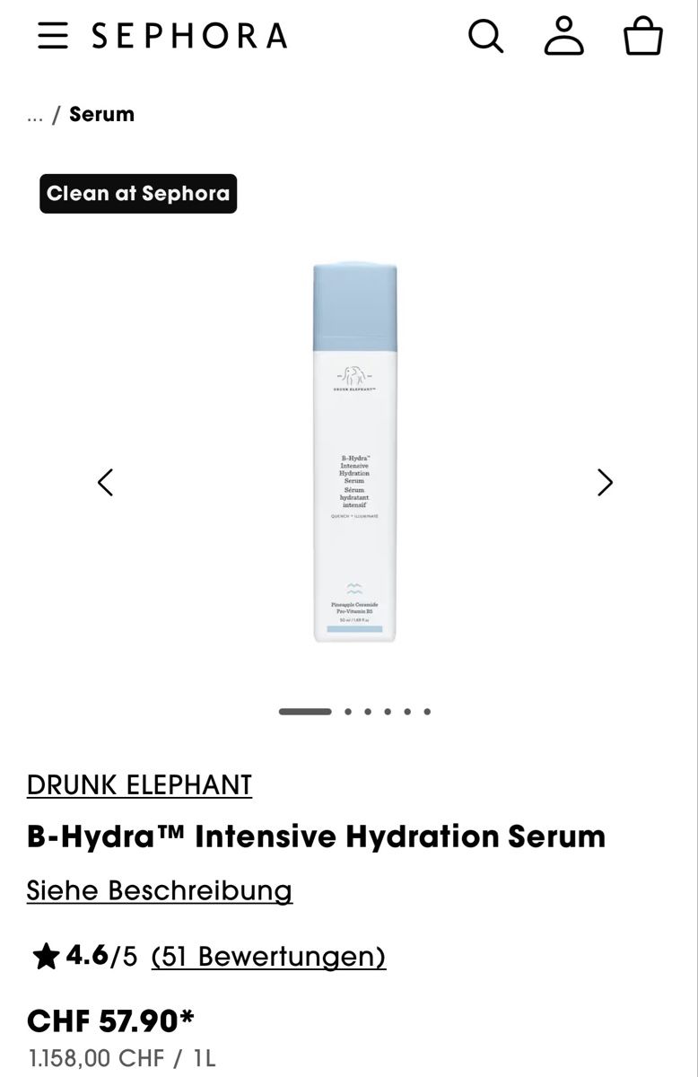 Sephora Cura del viso: Drunk Elephant Set: B-Hydra Serum&Creme – Usato da Baden venduto da Tiffany6878 5