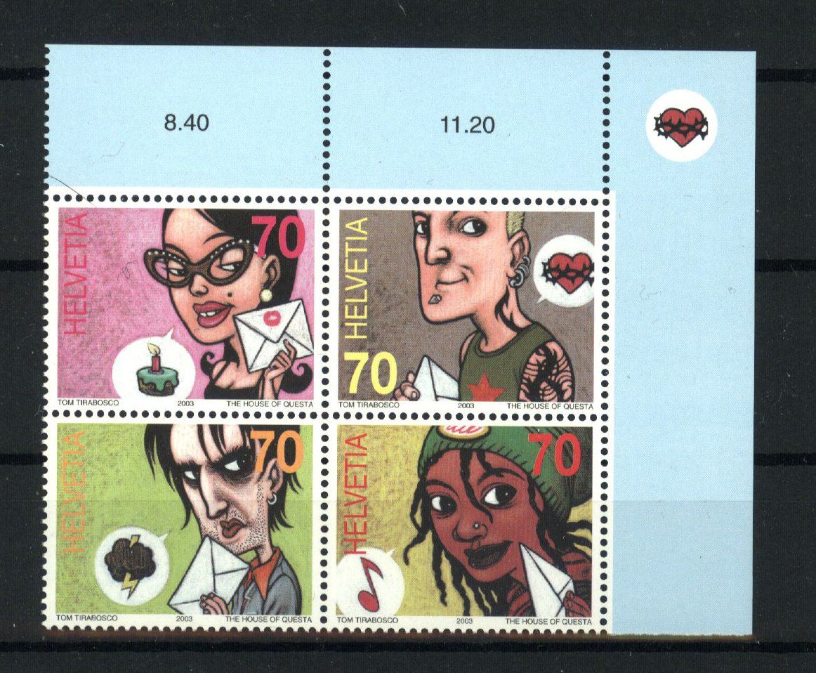 Tutti i francobolli: 2003, Sondermarken Comics, Viererblöcke ** – Usato da Willisau venduto da Vollstempel