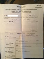 Stimmkarte Obligationärversammlung Orientalische Eisenbahnen