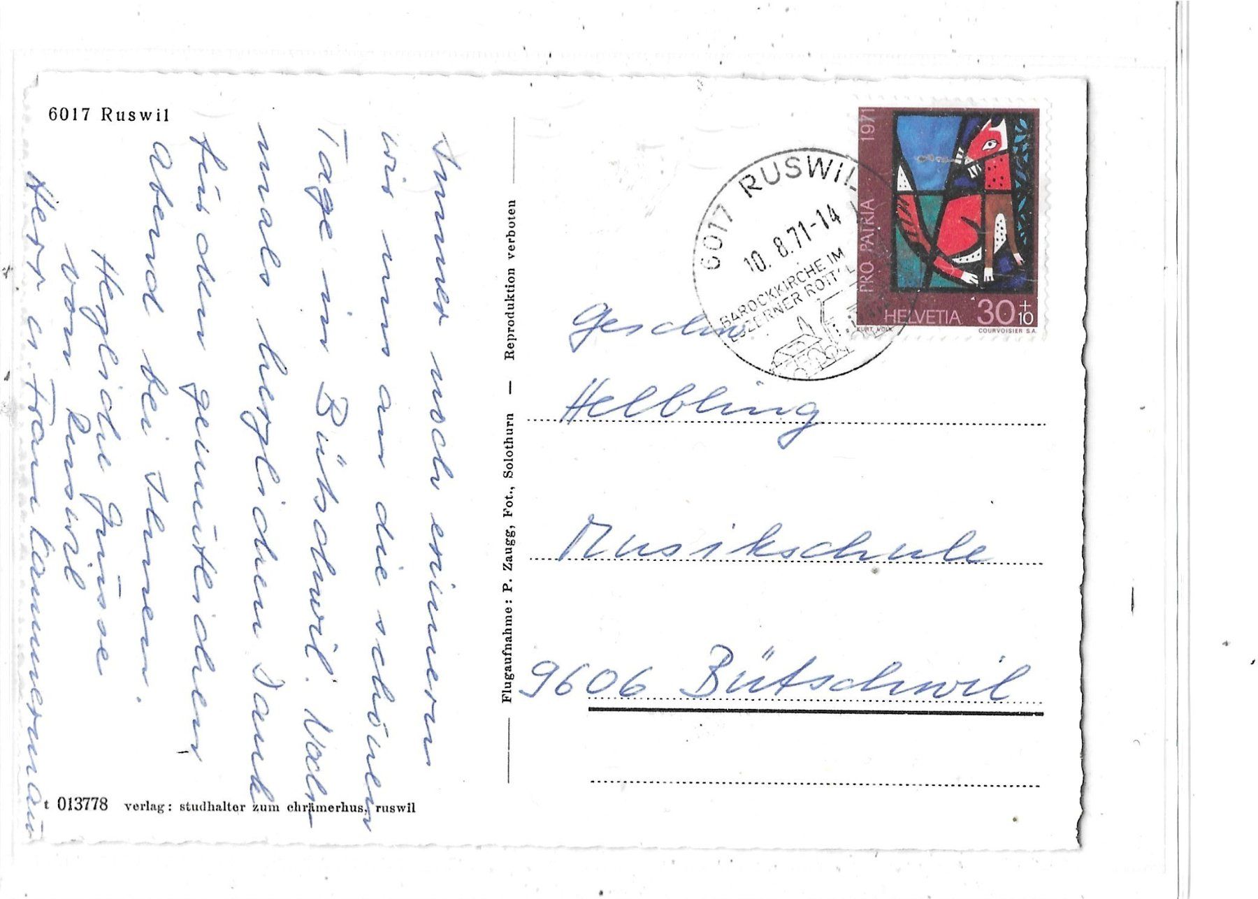 Cartoline postali: LU Ruswil Flugaufnahme – Usato da Schocherswil venduto da Wilare 1