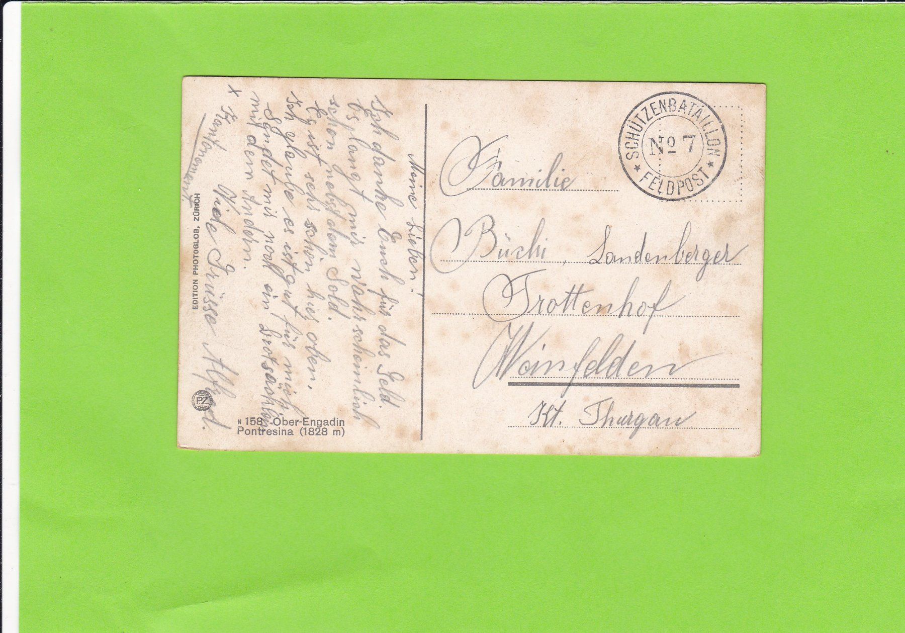 Cartoline postali: Pontresina--Feldpost – Usato da St. Peterzell venduto da neckertal 1