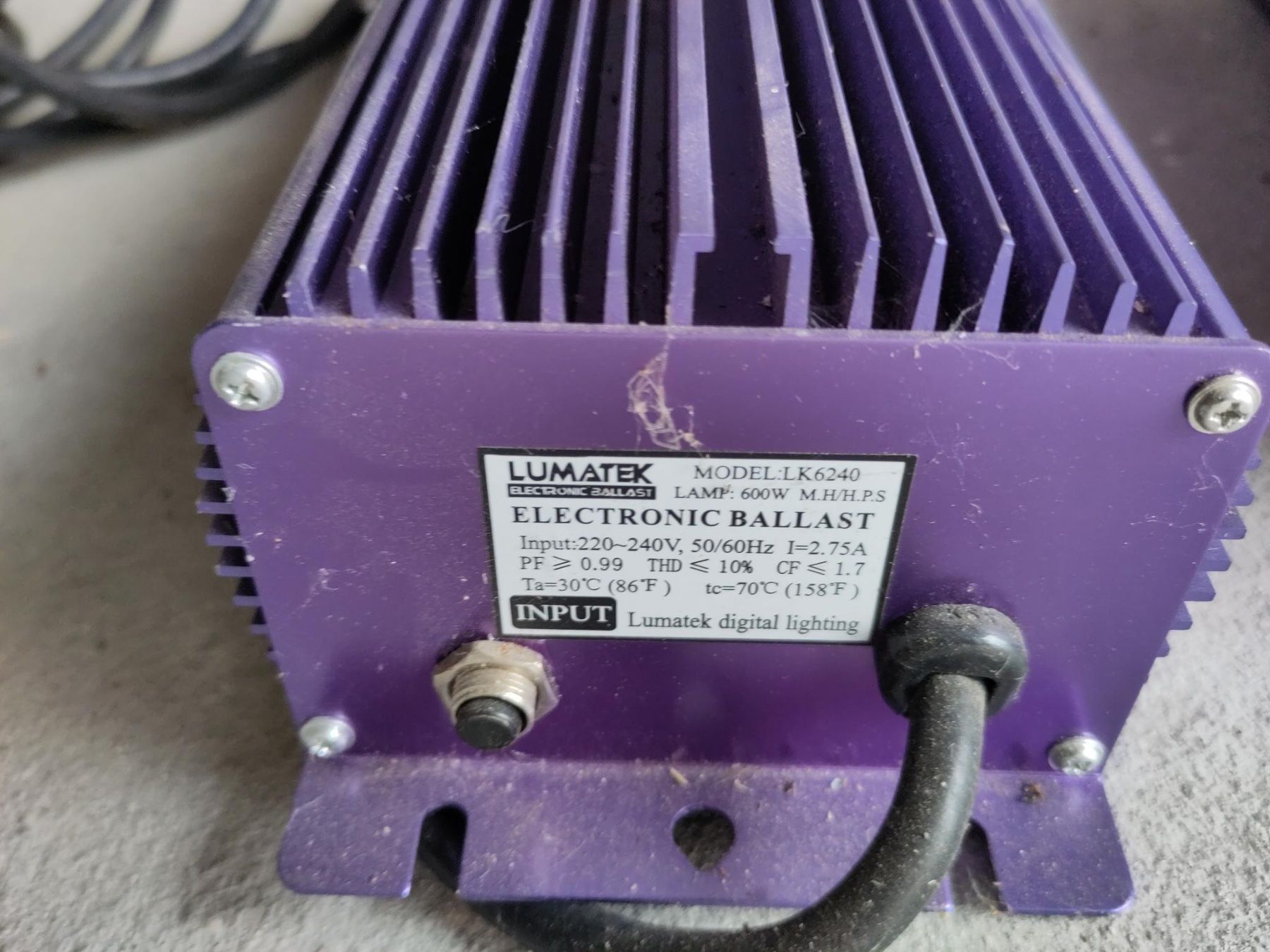 Alimentazione elettrica: Lumatek Electronic Ballast 600W – Usato da Capolago venduto da Bomberz 1