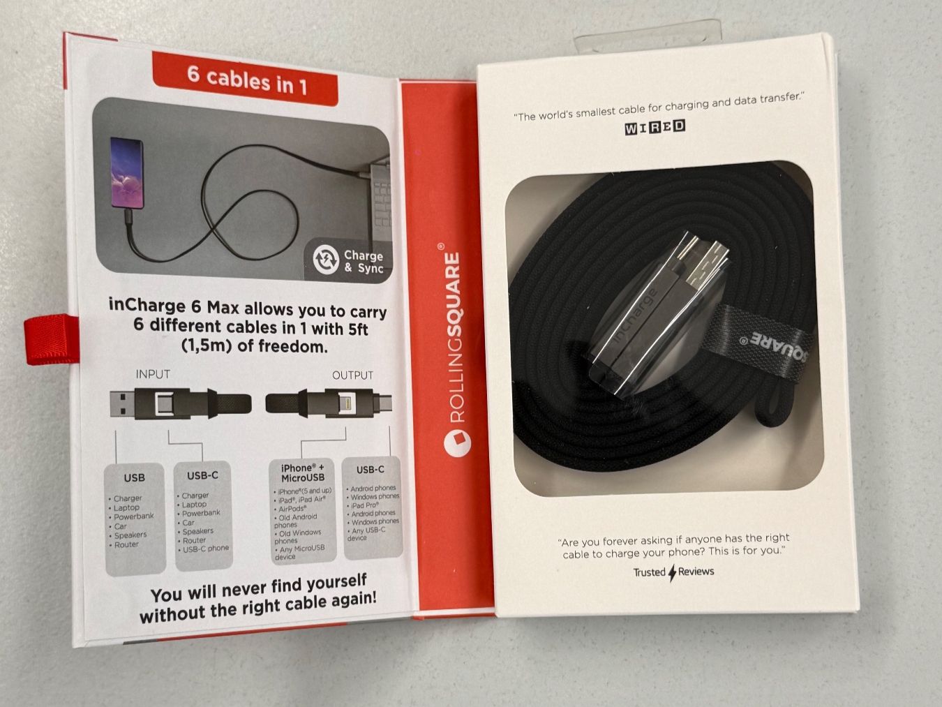 Cavi: Câble de charge multifunction Rolling Square inCharge 6 Max – Nuovo e nell'imballaggio originale da Zug venduto da ElPhone 2