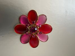 Vintage Brosche Blume rot pink von W. Germany 🇩🇪