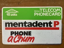 Telefonkarte British Telecom BTA002A noched 804B Mentadent
