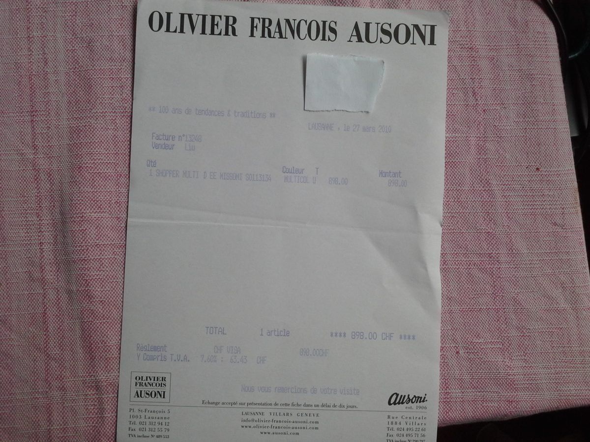Missoni Sacs femmes: Sac à main Missoni – D'occasion à Pully par Occasions-luxe.Golay 6