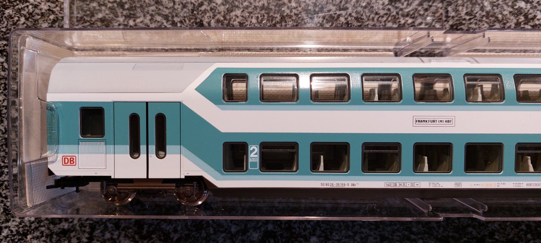 Fleischmann Modellini di ferrovie: Fleischmann 5125 K - 2. Kl. Doppelstockwagen der DB - "1" – Nuovo e nell'imballaggio originale da Rotkreuz venduto da MOBAHN-1zu87 2