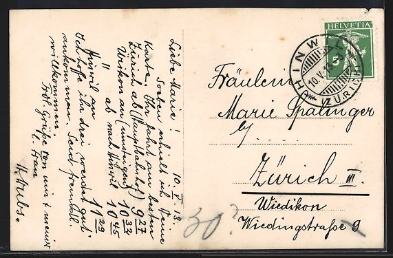 Ansichtskarten: AK Hinwil, Strasse aus der Vogelschau – Gebraucht aus Berlin von bartko-reher 1