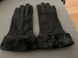 Warme, weiche Damen Handschuhe, schwarz, Kunstleder, neu