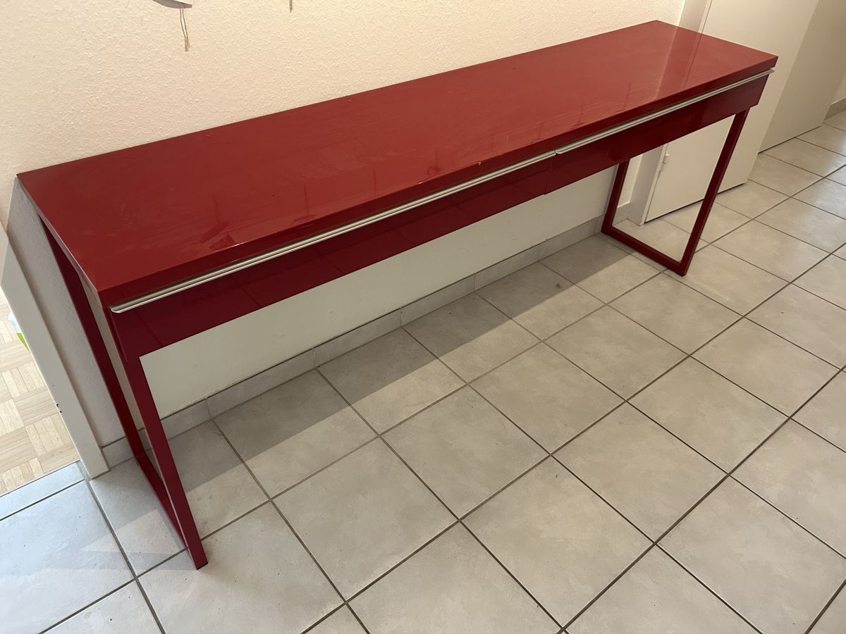 Console: Roter Konsolentisch mit 2 Schubladen – Usato da Binningen venduto da drummer81 1