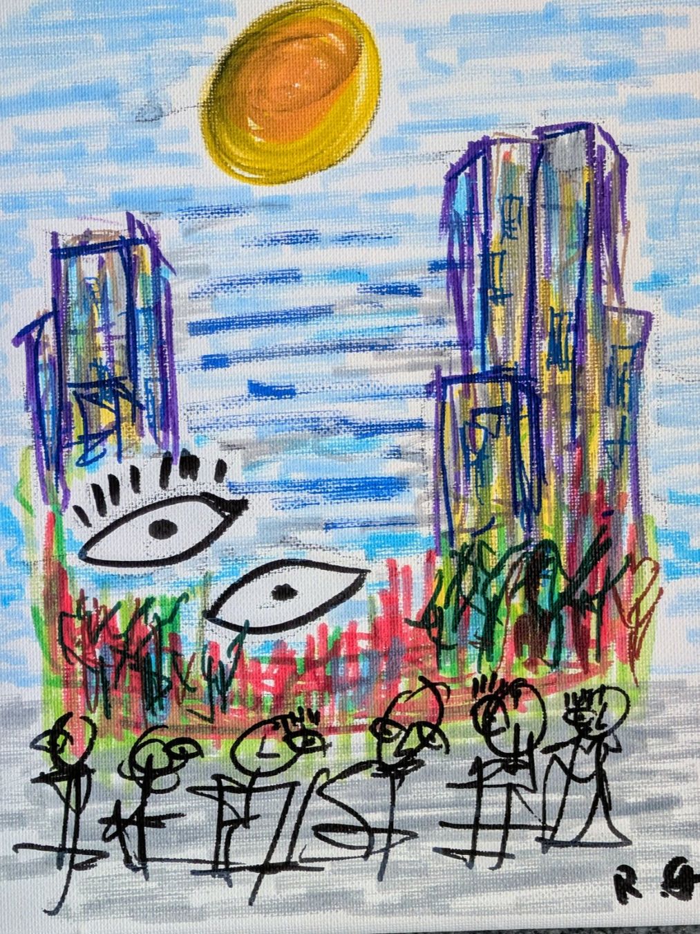 Dipinti: Moderne Kunst: Drei einzigartige Leinwand-Gemälde, neu – Usato da Herisau venduto da apo_bxx7 2