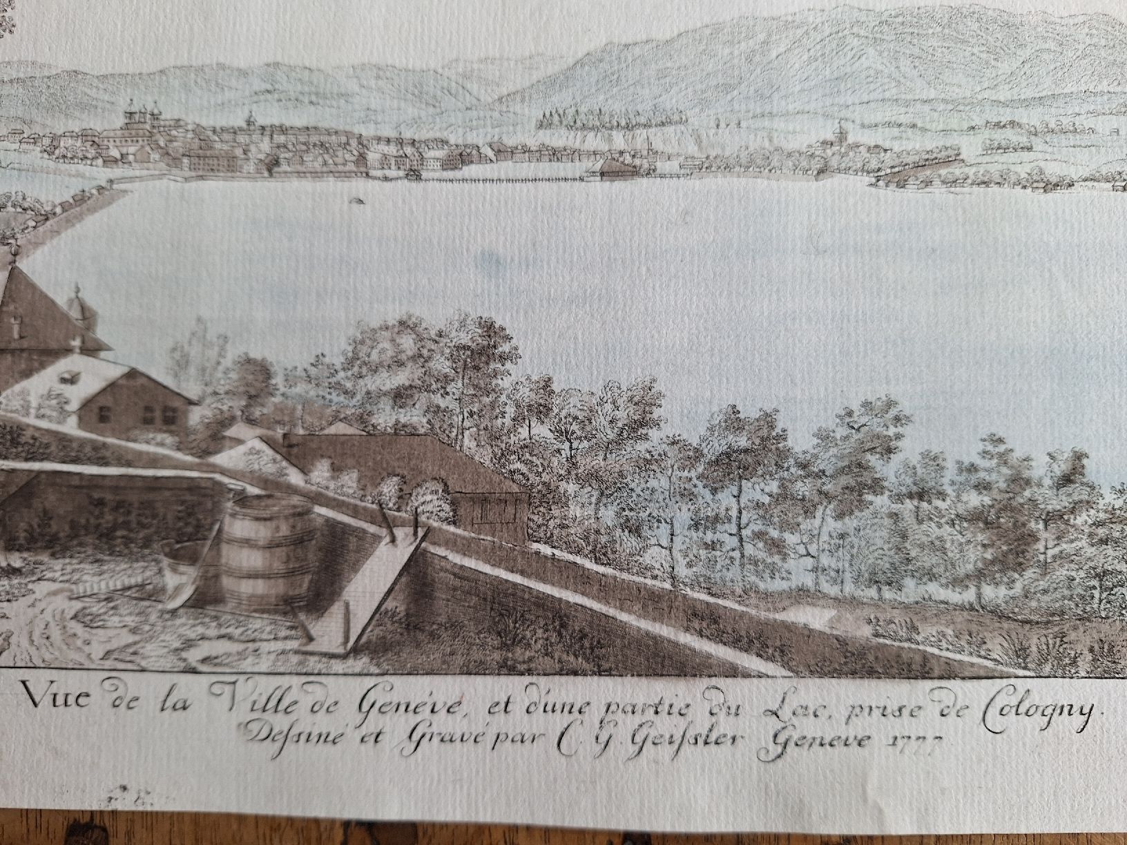 Incisioni: GENEVE DE COLOGNY  Grande gravure – Usato da Bevaix venduto da bohrap 1