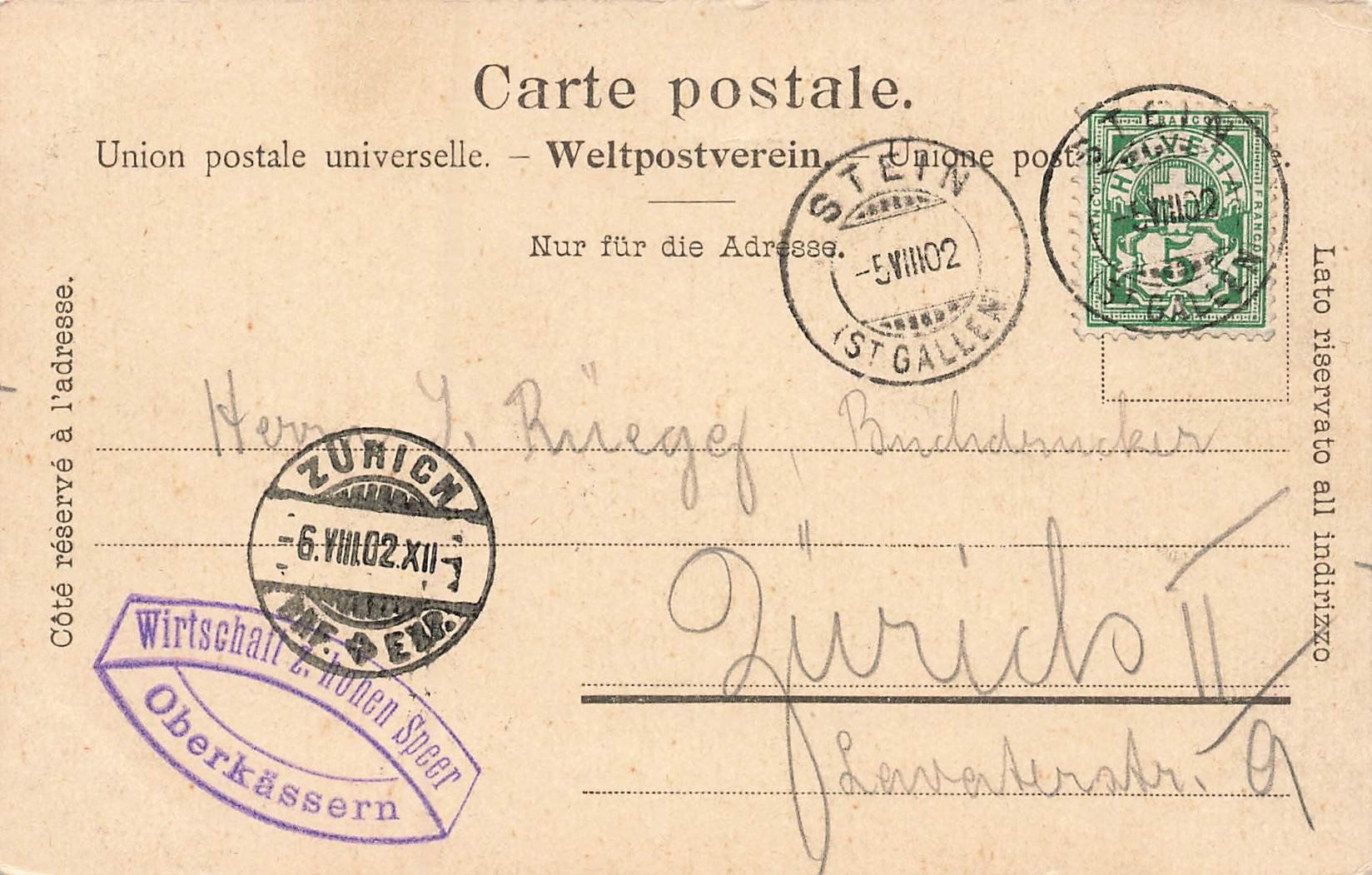 Cartoline postali: Alpenwirtschaft Ober-Kaesern Speer – Usato da Schwyz venduto da Seffi56 1