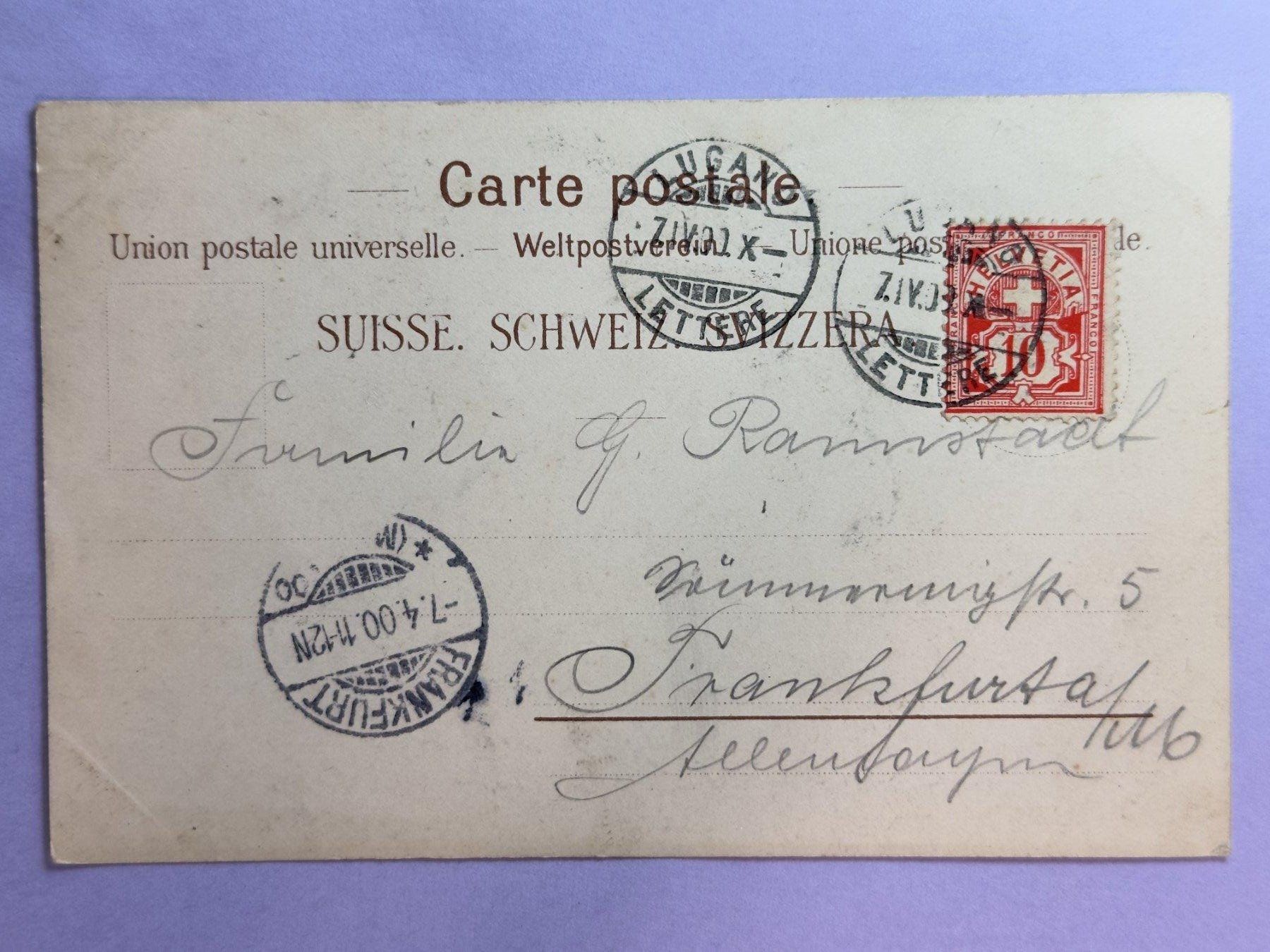 Cartes postales: Antike Ansichtskarte Lugano, datiert 1900, mit Briefmarke. – D'occasion à Steg VS par danwer74 1
