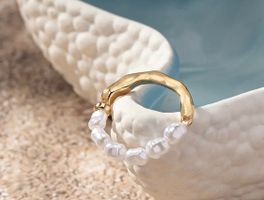 unregelmässiger Imitation-Perl-Ring, elastisches Band, 2cm