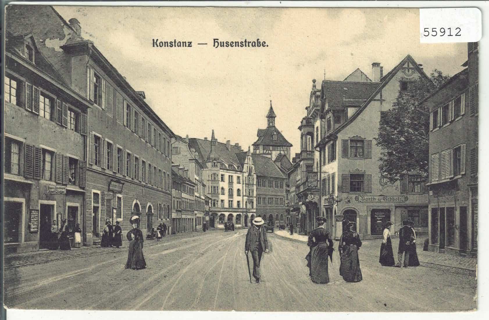 Cartoline postali: Konstanz - Husenstrasse - animee belebt – Usato da Ettingen venduto da Kartenplanet