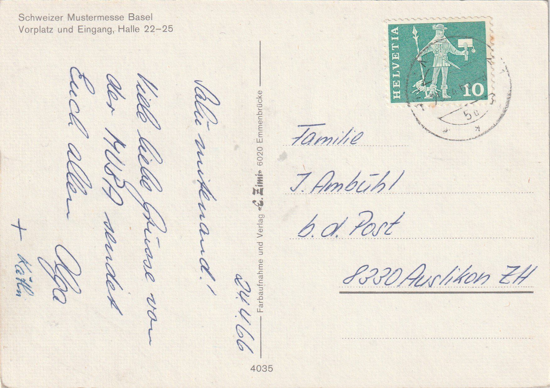 Cartoline postali: Basel Mustermesse – Usato da Lumbrein venduto da made02 1