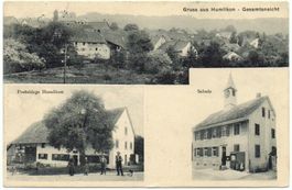 3-Bild AK Gruss aus HUMLIKON - Postablage - Schule