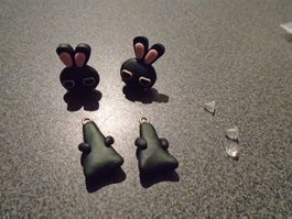 Ohrstecker Hase, schwarz/rosa