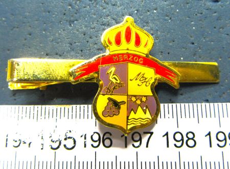 HERZOG FAMILIEN-WAPPEN AUF KRAWATTENNADEL GOLDIG GLASIERT