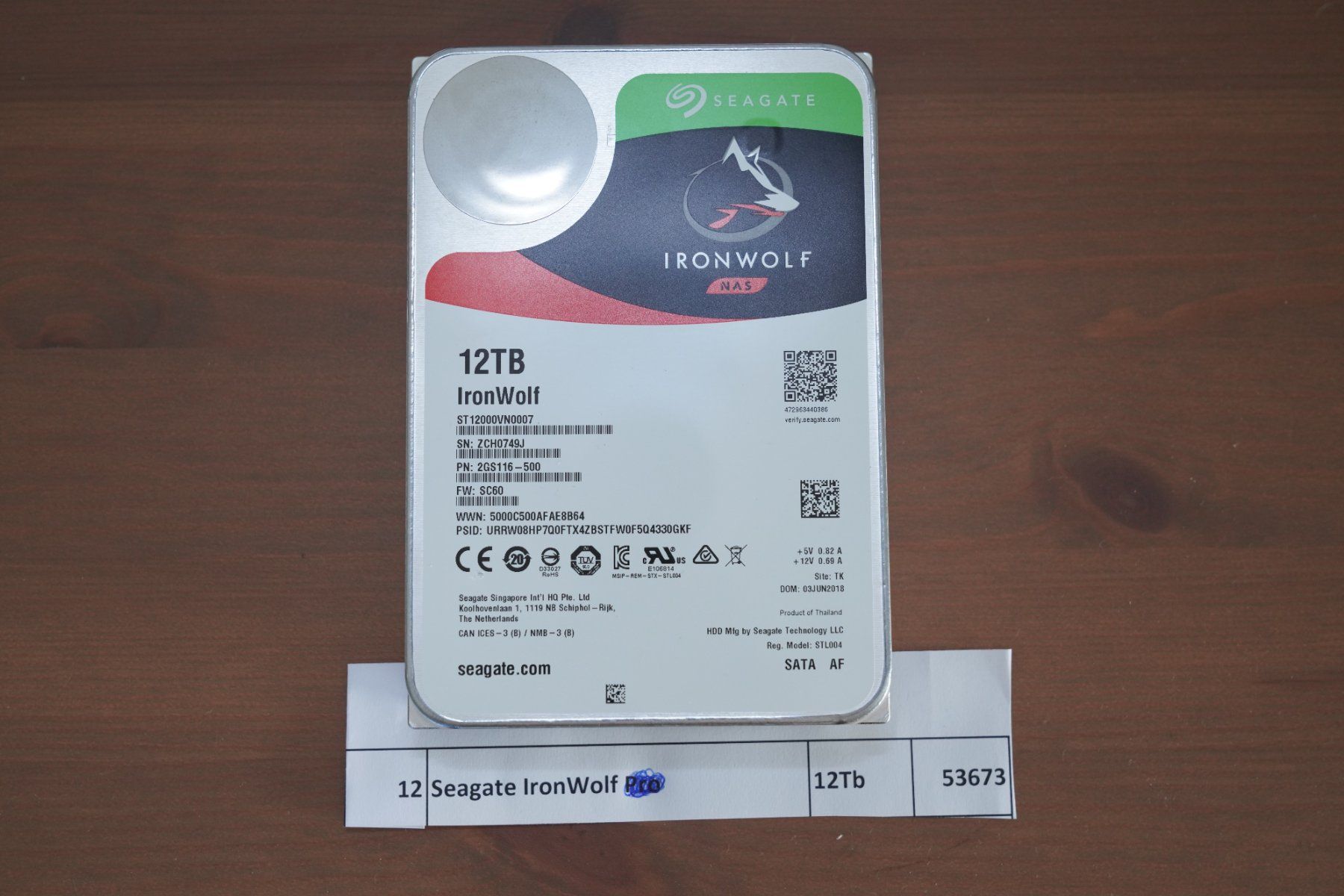 Seagate Dischi rigidi: Disk SATA 12Tb Seagate IronWolf NAS - 53674 Stunden – Usato da Zürich venduto da Lock5151