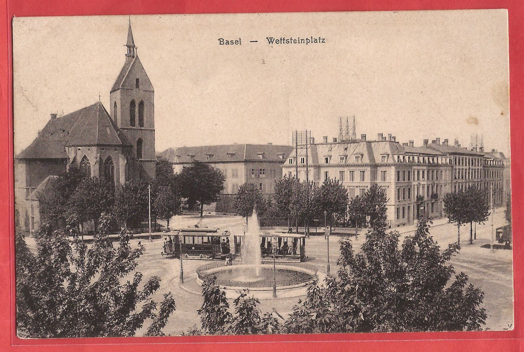Cartoline postali: Basel Wettsteinplatz - Tram mit offenem Wagen - 1907 – Usato da Fislisbach venduto da Porano