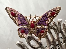 Brosche prächtiger Schmetterling Tiffany Technik Jugendstil