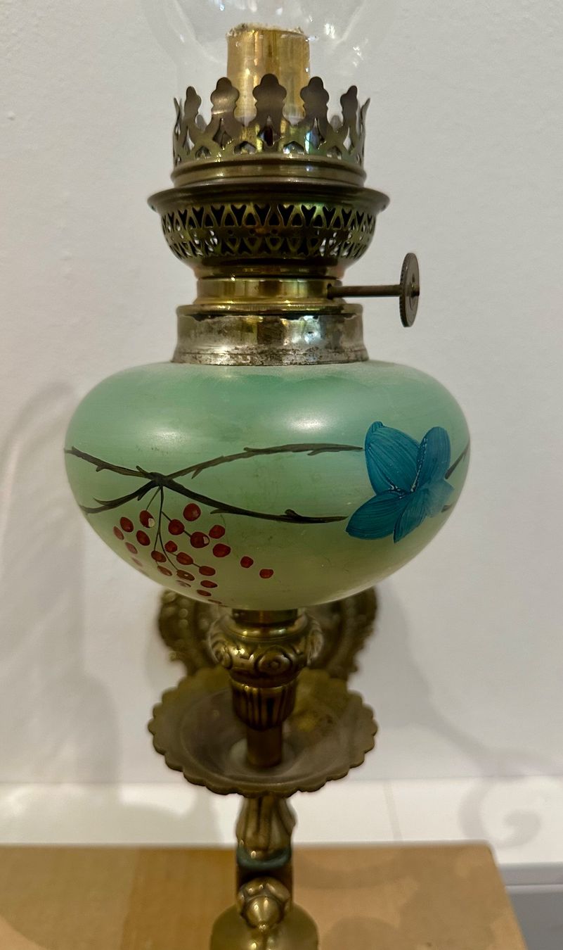 Lampade: Antike Petroleum-Wandlampe – Usato da Basel venduto da artthings4you 2
