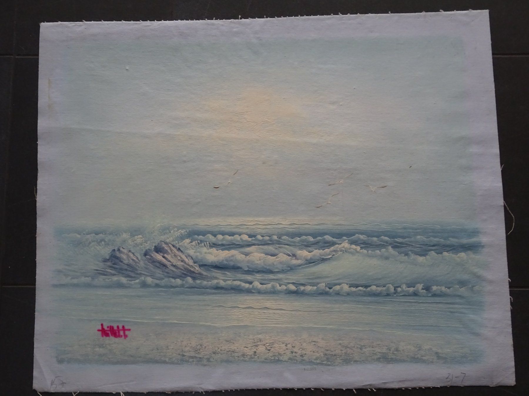 Gemälde: Vintage Landschaft Meer / Bob Ross - Style – Gebraucht aus Esslingen von eintagammeer