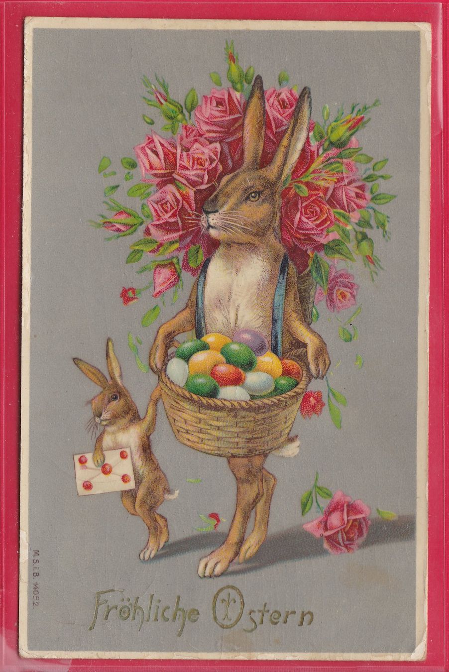 Ansichtskarten: FRÖHLICHE OSTERN, 9.4.1909 – Gebraucht aus Oberrieden von Gebirgsstelze