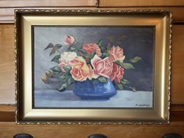 Nature Morte Peinture à l’huile sur Toile F. Dessonnaz