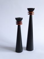 Milano Series Kerzenständer Set – Schwarz & Holz