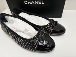 Chanel Ballerinas, Tweed & Lackleder, Grösse 40
